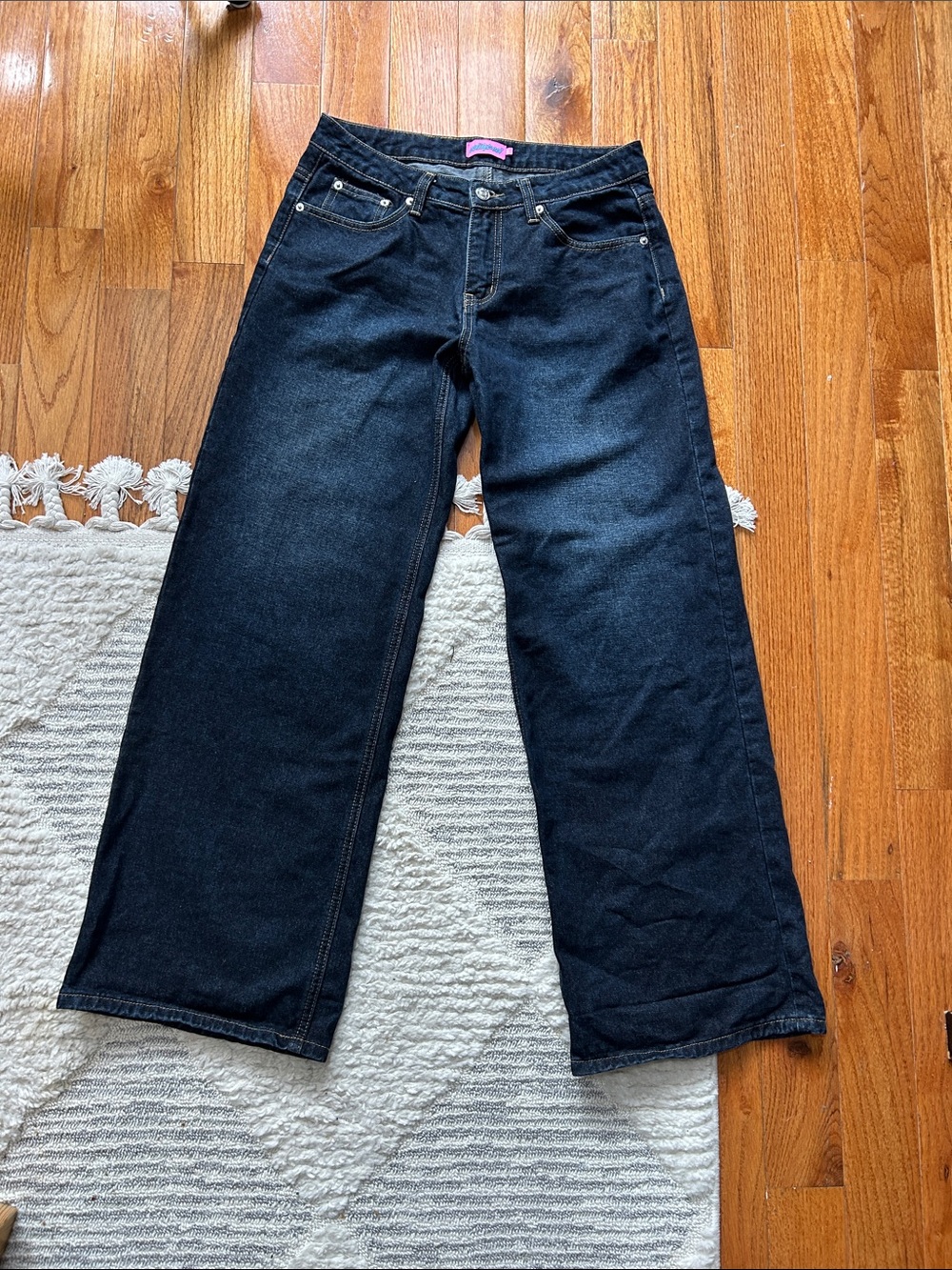Edikted Dark Wash Baggy Wide Leg Jeans M